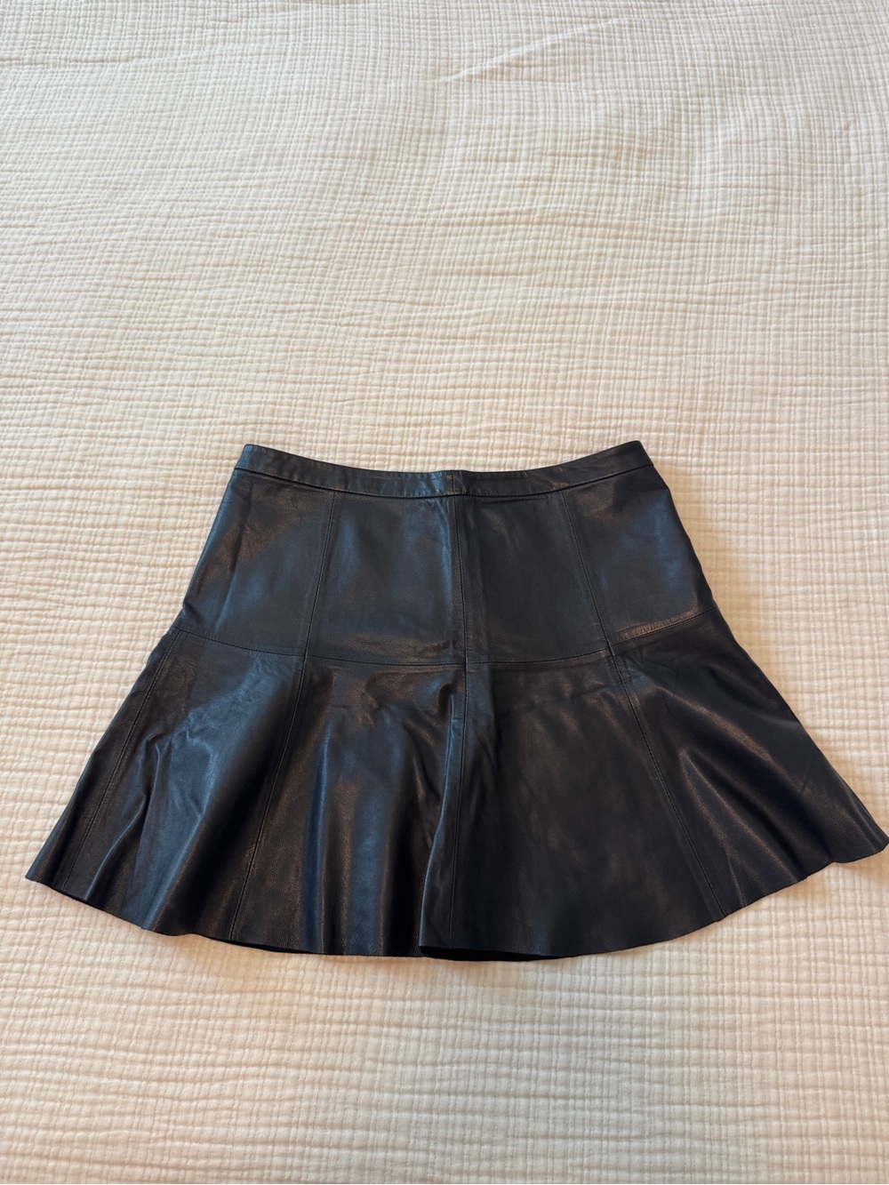Nordstrom Black Leather Mini Skirt with Flared Hem